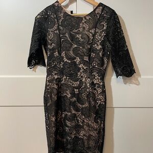 Weston Wear Black Lace Overlay Dress with Nude Lining